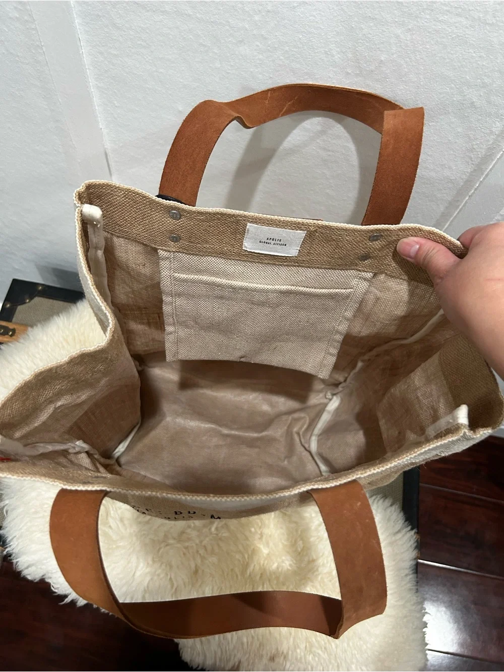 Magnolia Natural Tan Canvas Tote with Brown Leather Handles - Picture 5 of 9